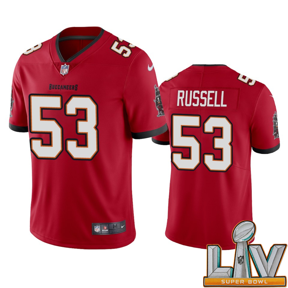 Super Bowl LV 2021 Tampa Bay Buccaneers Men Nike NFL #53 Chapelle Russell Red Vapor Untouchable Limited Jersey->tampa bay buccaneers->NFL Jersey